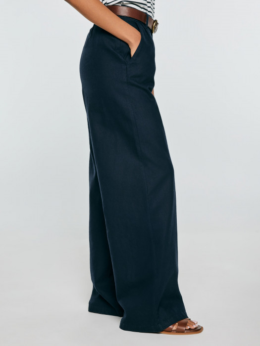 Široké dámske nohavice s prímesou ľanu MALUSI 403